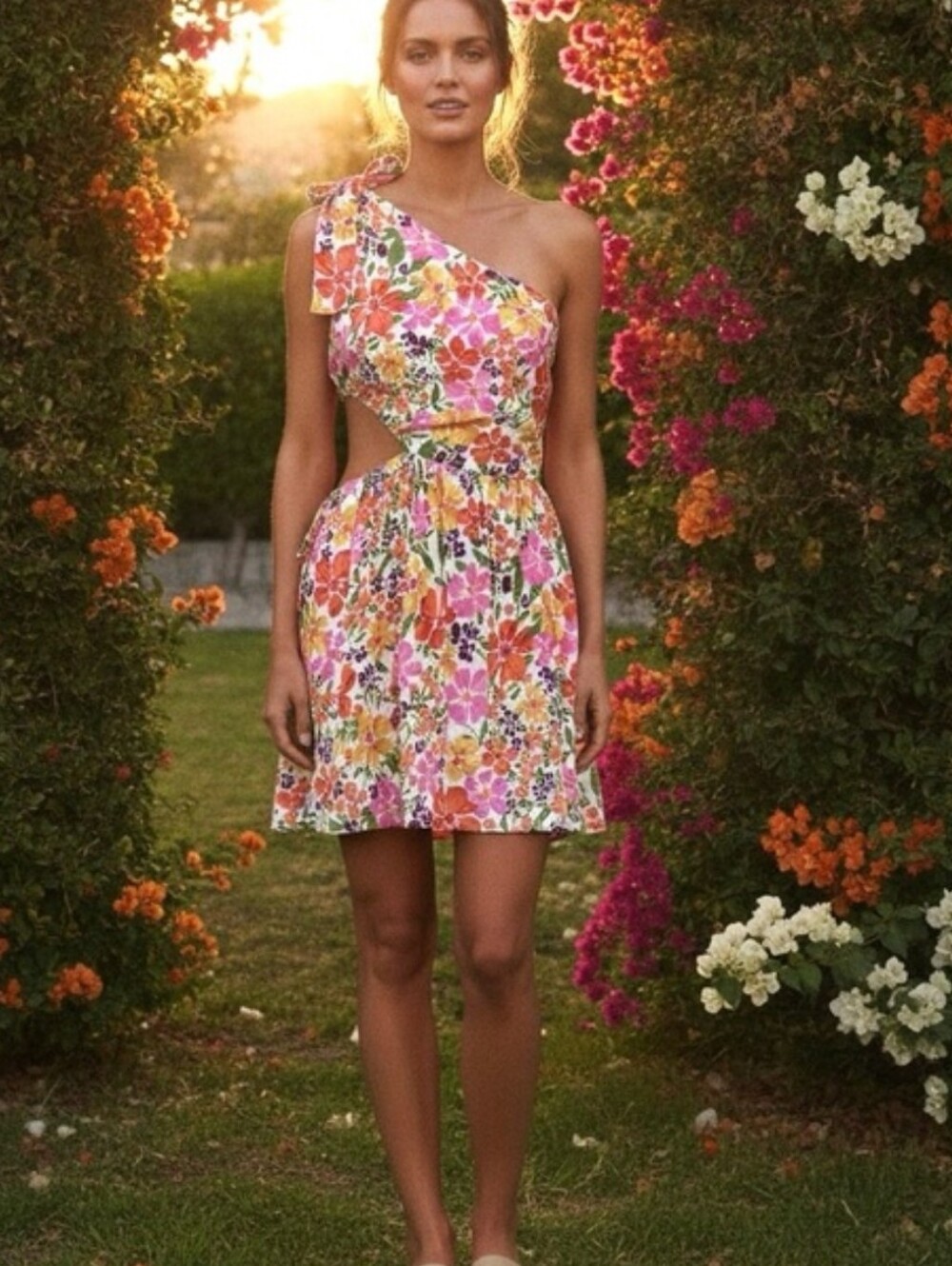 One-Shoulder Floral Sundress in Yellow Multi🟣